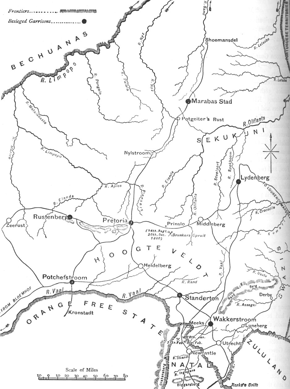Mapa Teatru Wojny w Transwalu, ok. 1880 r. autorstwa Unbekannt