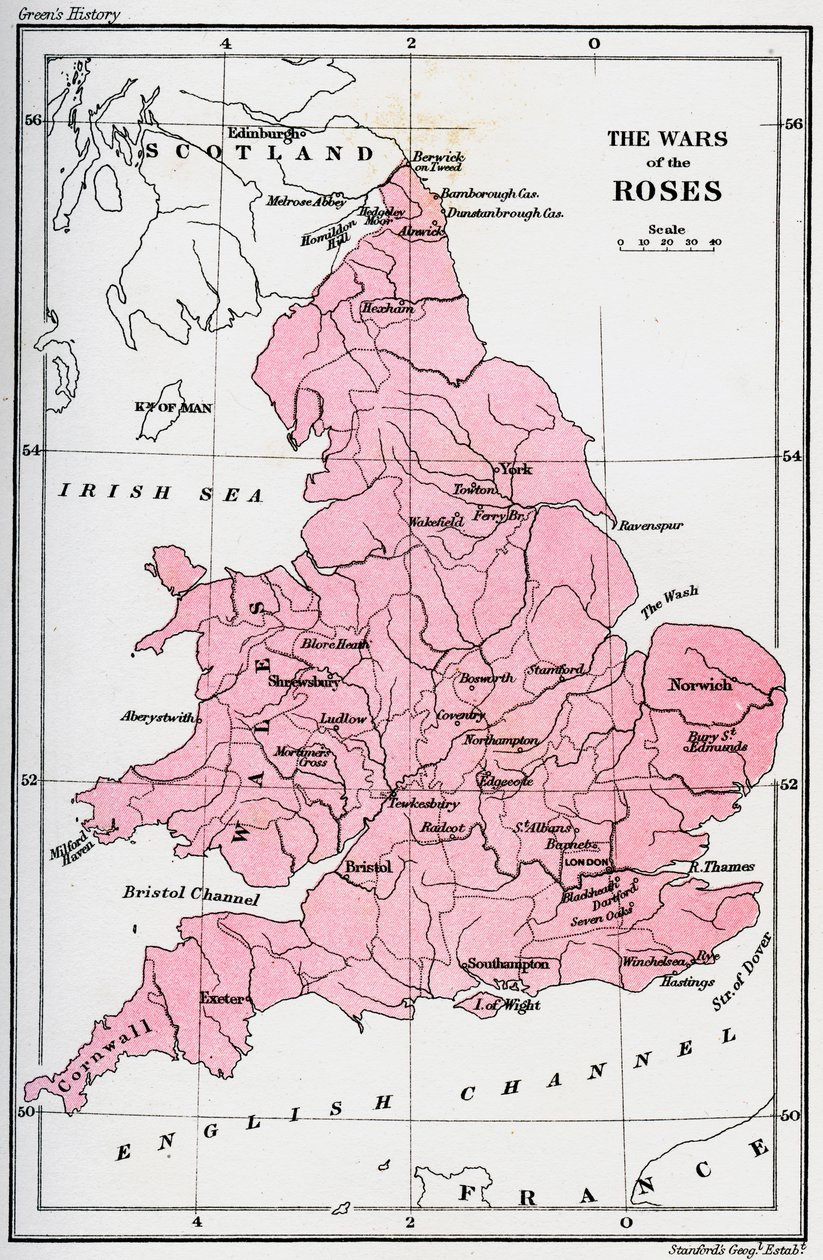 Mapa Wojen o Róże, XV wiek 1893 autorstwa Unbekannt