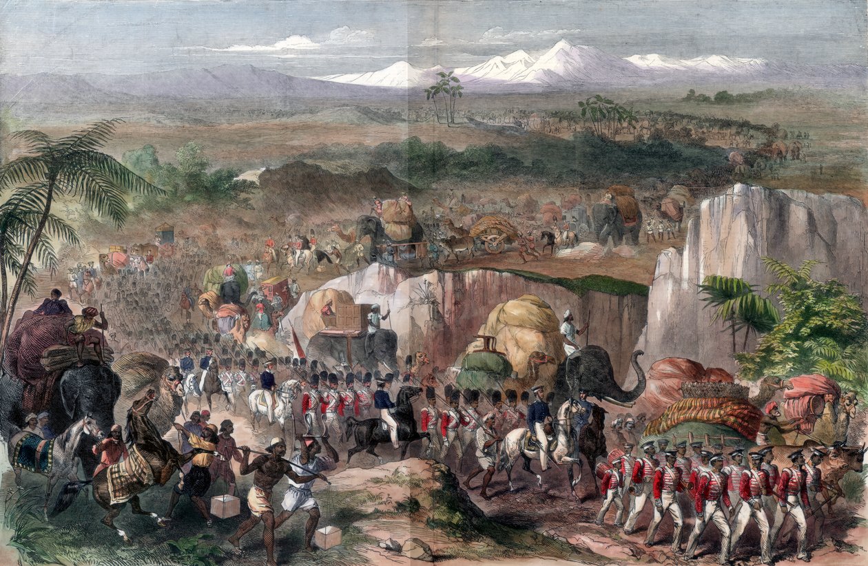 Marsz wojsk w Indiach, 1848 autorstwa Unbekannt