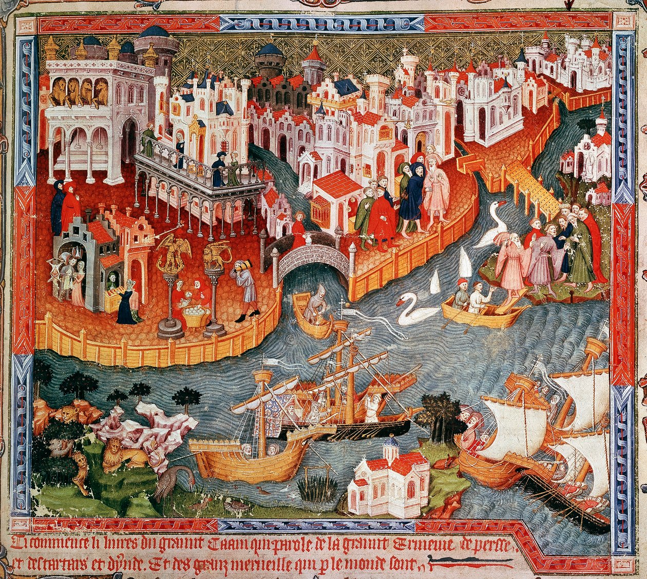 Marco Polo żeglujący z Wenecji w 1271, XV wiek autorstwa Unbekannt