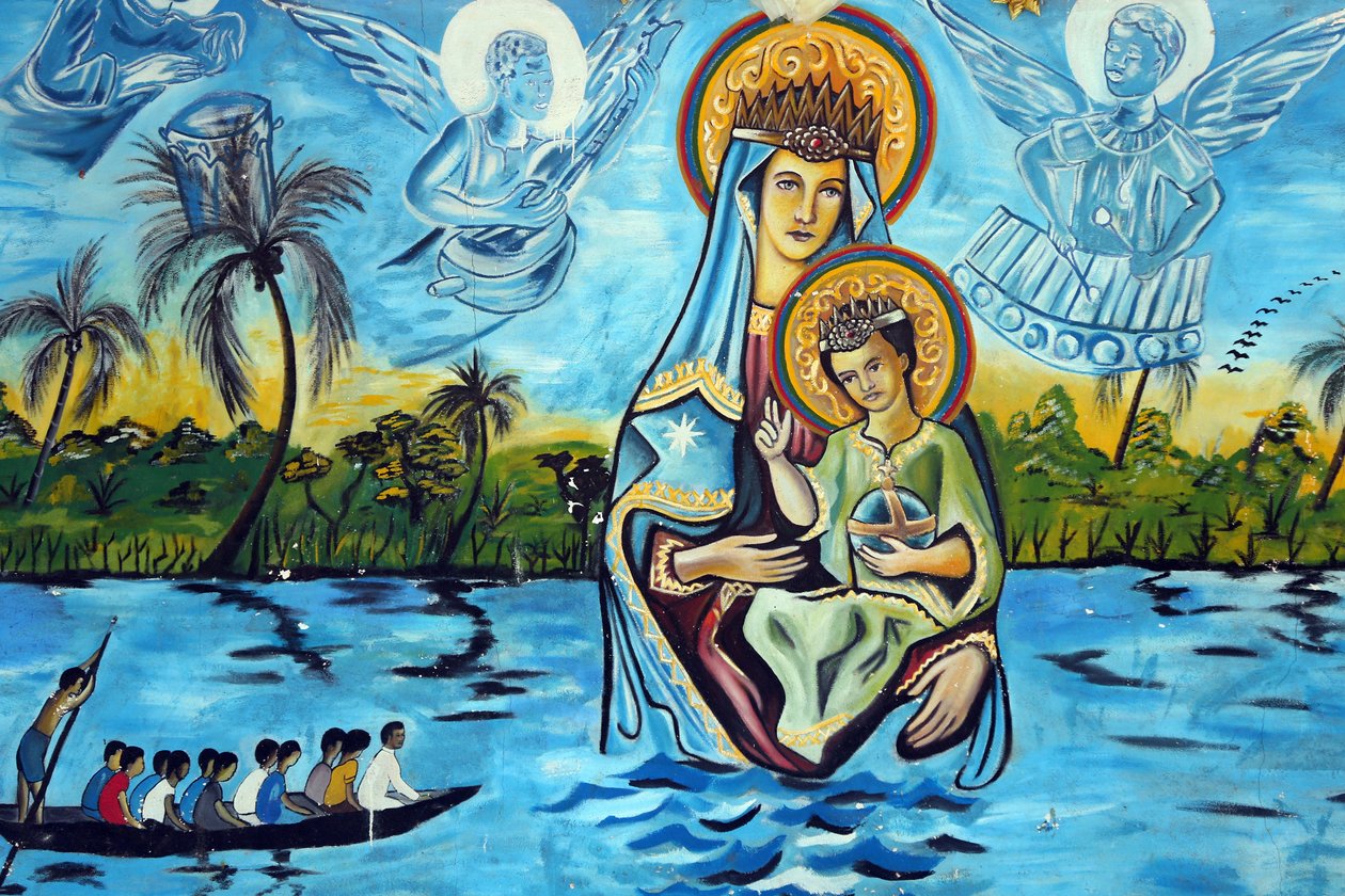 Sanktuarium maryjne Matki Bożej od jeziora Togo. Matki Bożej z jeziora Togo. Malowanie ścian. Iść autorstwa Unbekannt