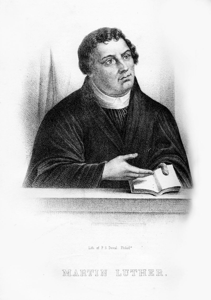 Marcin Luter, teolog niemiecki, mnich augustianów i reformator kościelny, 1854 autorstwa Unbekannt