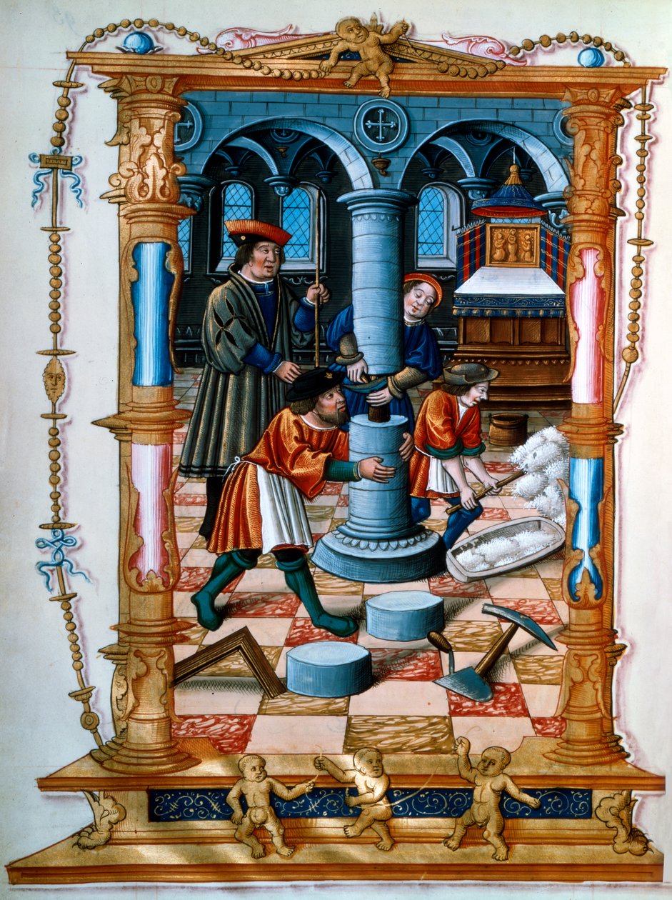 Murarze budujący filar w kościele, ok. 1525 r. autorstwa Unbekannt