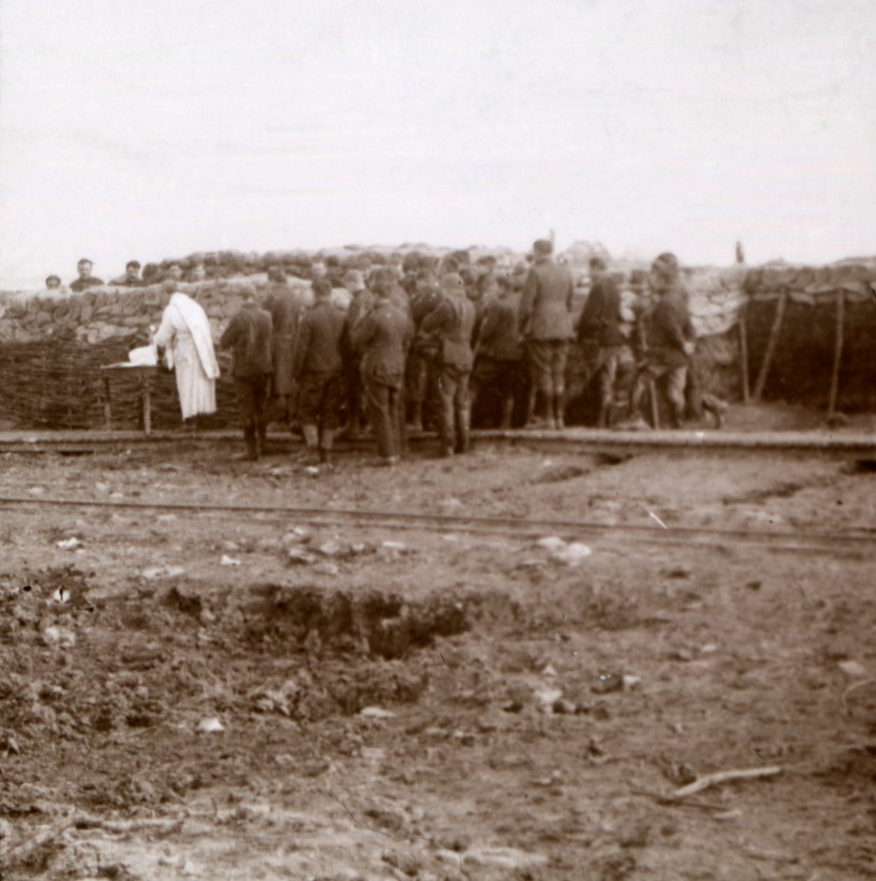 Msza w okopach, Pervijze, Flandria, Belgia, c1914-c1918 autorstwa Unbekannt