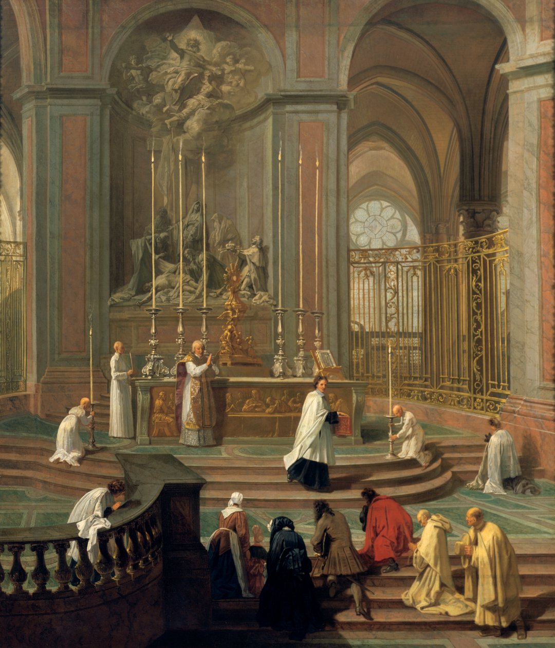 Msza odprawiana przez kanonika de la Porte, czyli ołtarz główny Notre Dame, Paryż, 1708-1710 autorstwa Unbekannt