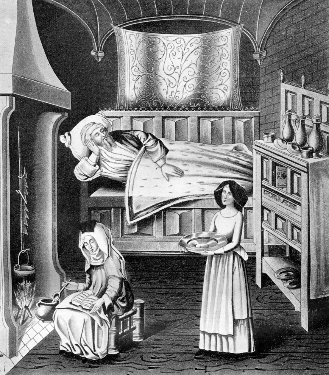 Opiekunka i służąca w izbie chorych, ok. 1470, 1910 r. autorstwa Unbekannt