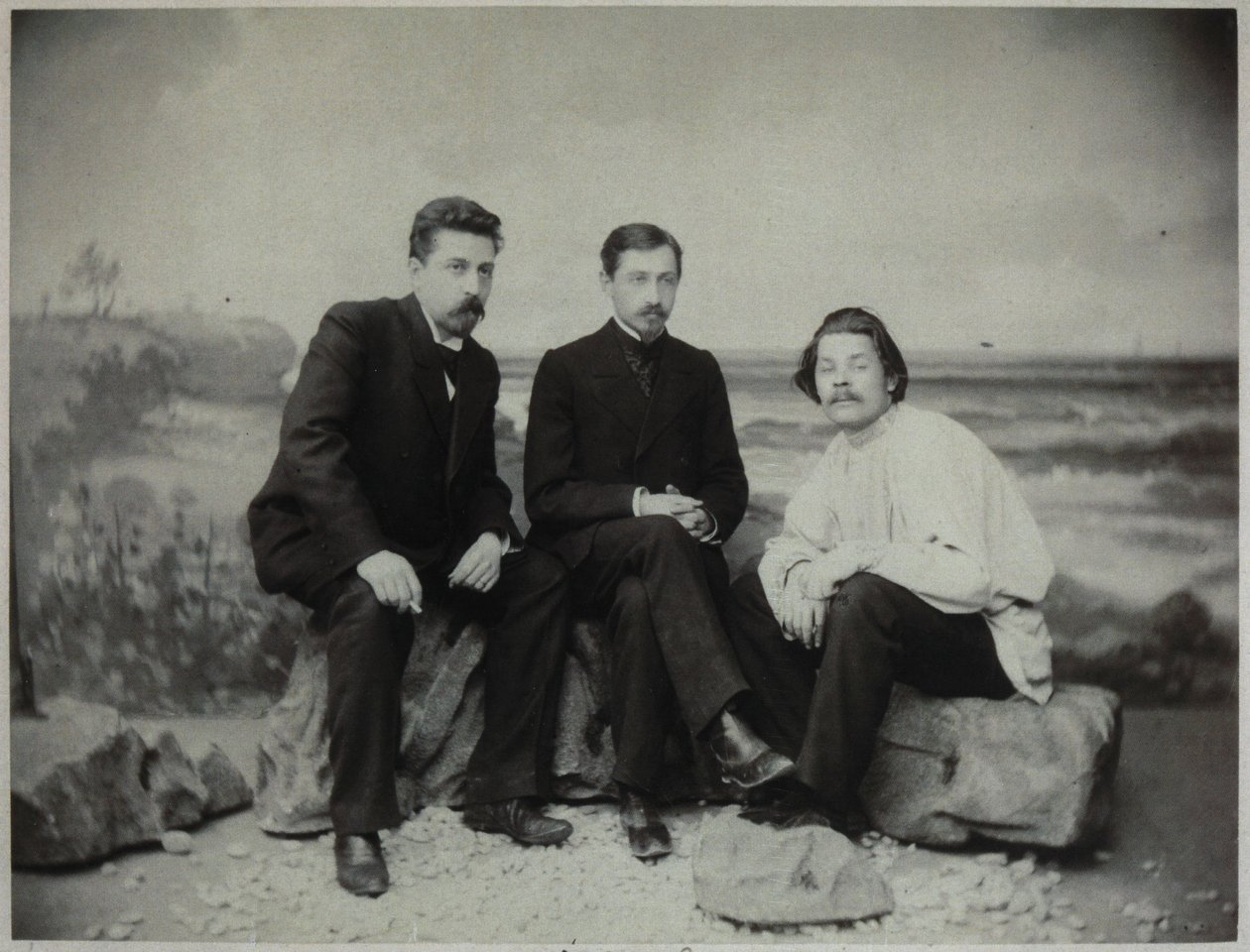 Maksym Gorki, Iwan Bunin i Nikołaj Teleszow, 1900 autorstwa Unbekannt
