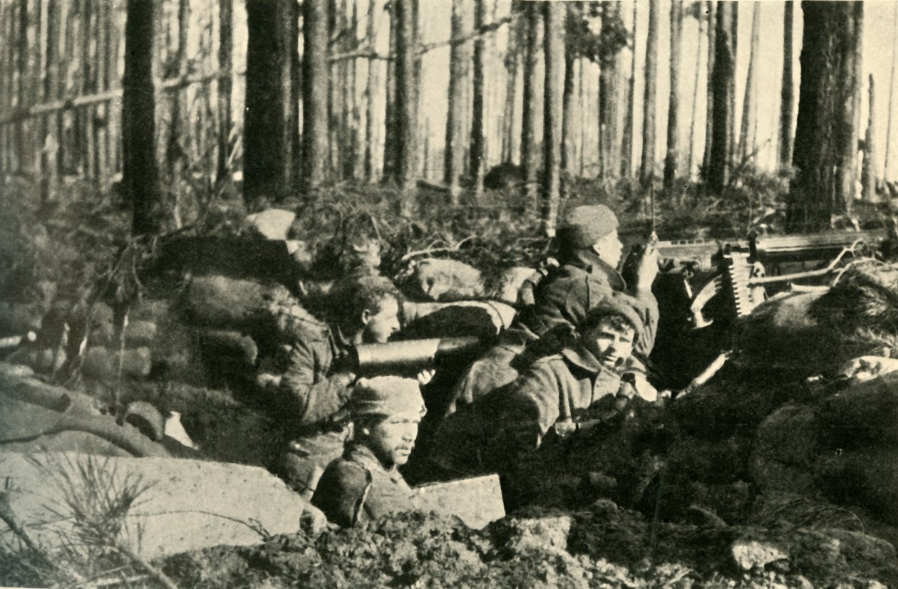 Pistolet Maxim w akcji na froncie brytyjskim, I wojna światowa, 1915, c1920. autorstwa Unbekannt
