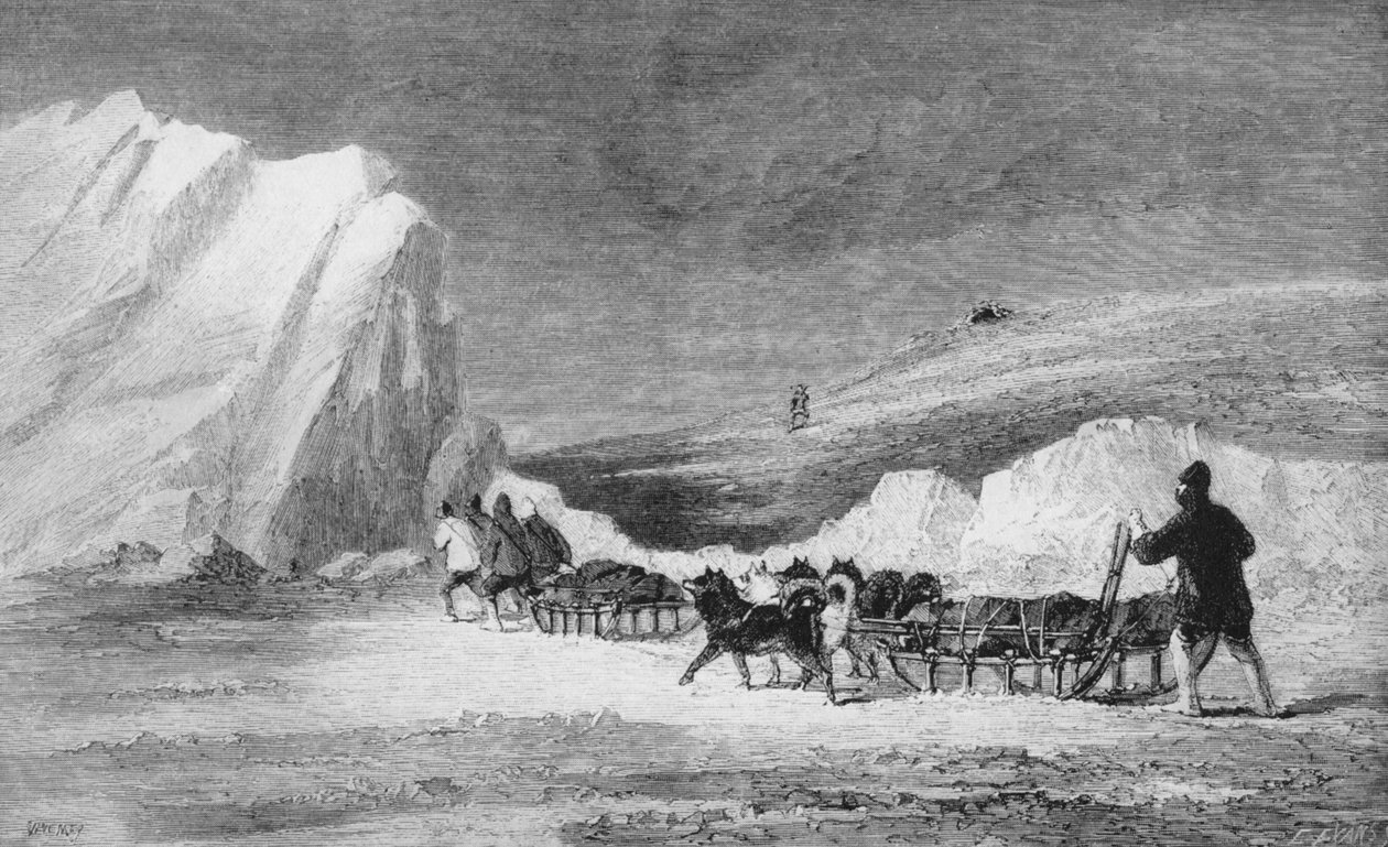 McLintocks Search Party w poszukiwaniu jednego z kopców Franklina w Cape Herschel, ok. 1859, 1928 autorstwa Unbekannt