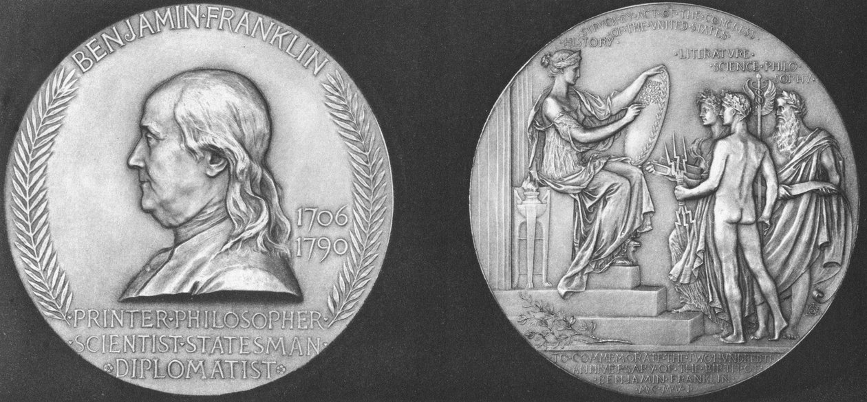 Medal wybity z okazji 200. rocznicy urodzin Benjamina Franklina autorstwa Unbekannt