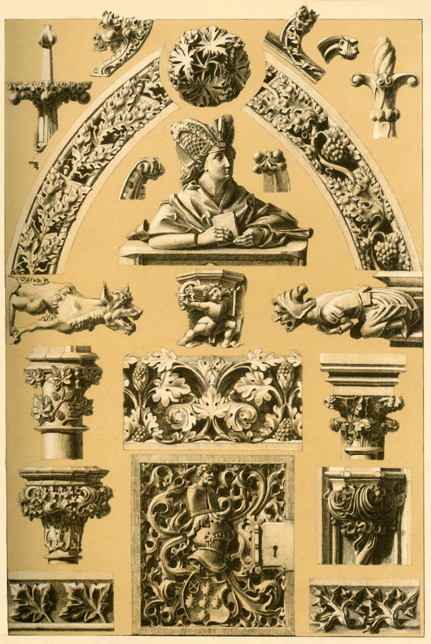 Średniowieczny ornament architektoniczny i rzeźba, 1898. autorstwa Unbekannt