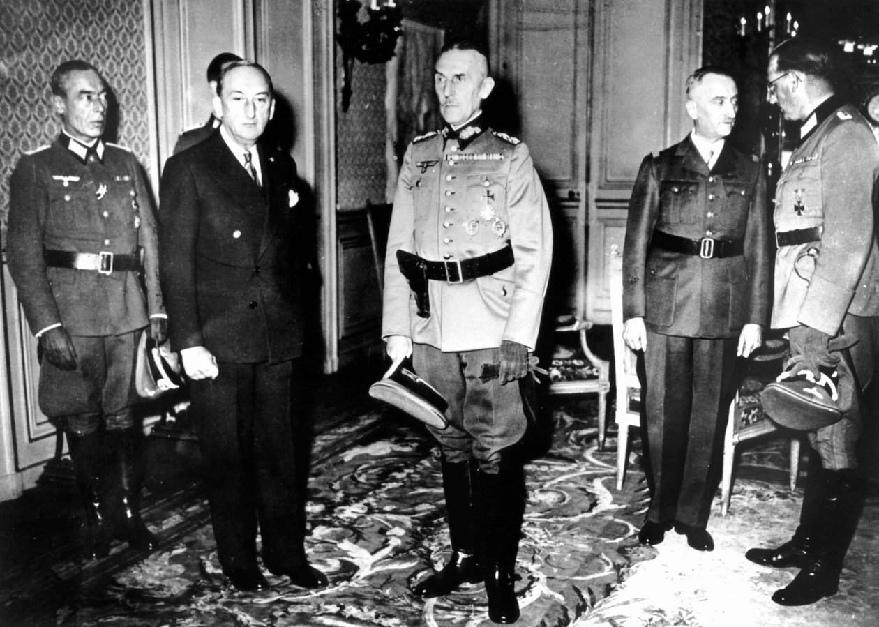 Spotkanie niemieckich oficerów z francuskimi urzędnikami rządu Vichy, Francja, 1940-1944 autorstwa Unbekannt