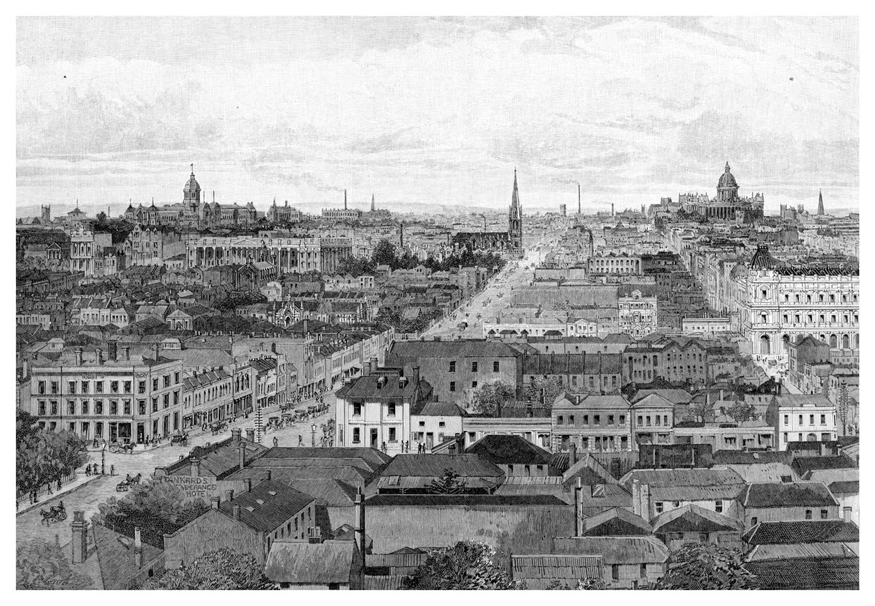 Melbourne patrzące na wschód, Wiktoria, Australia, 1886 r autorstwa Unbekannt