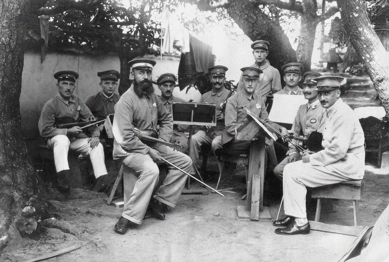 Członkowie niemieckiej orkiestry obozowej Bando w prefekturze Tokushima, ok. 1930 r. 1917. autorstwa Unbekannt