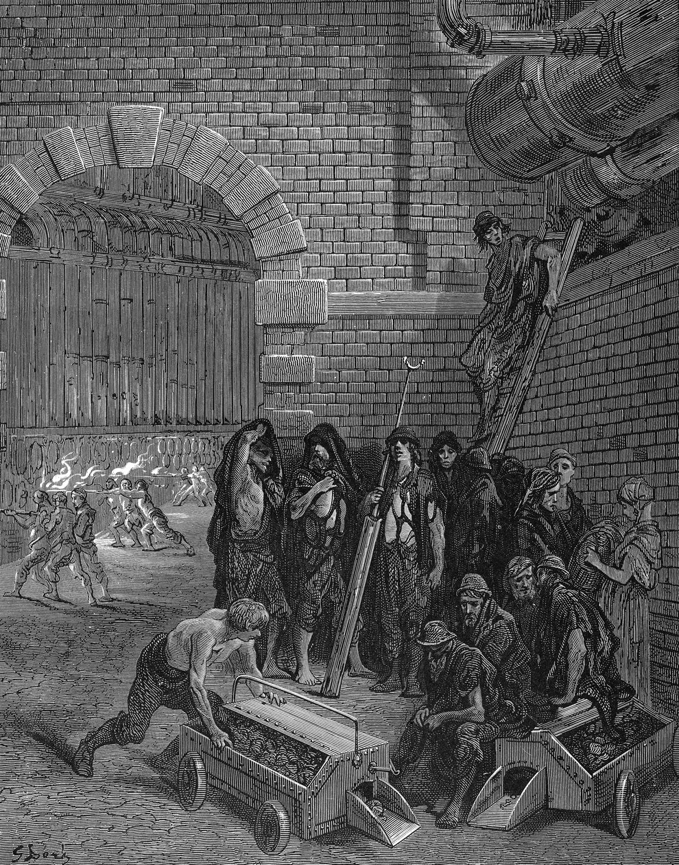 Mężczyźni robiący sobie przerwę w szarżowaniu na retorty, Lambeth Gasworks, 1872 autorstwa Unbekannt