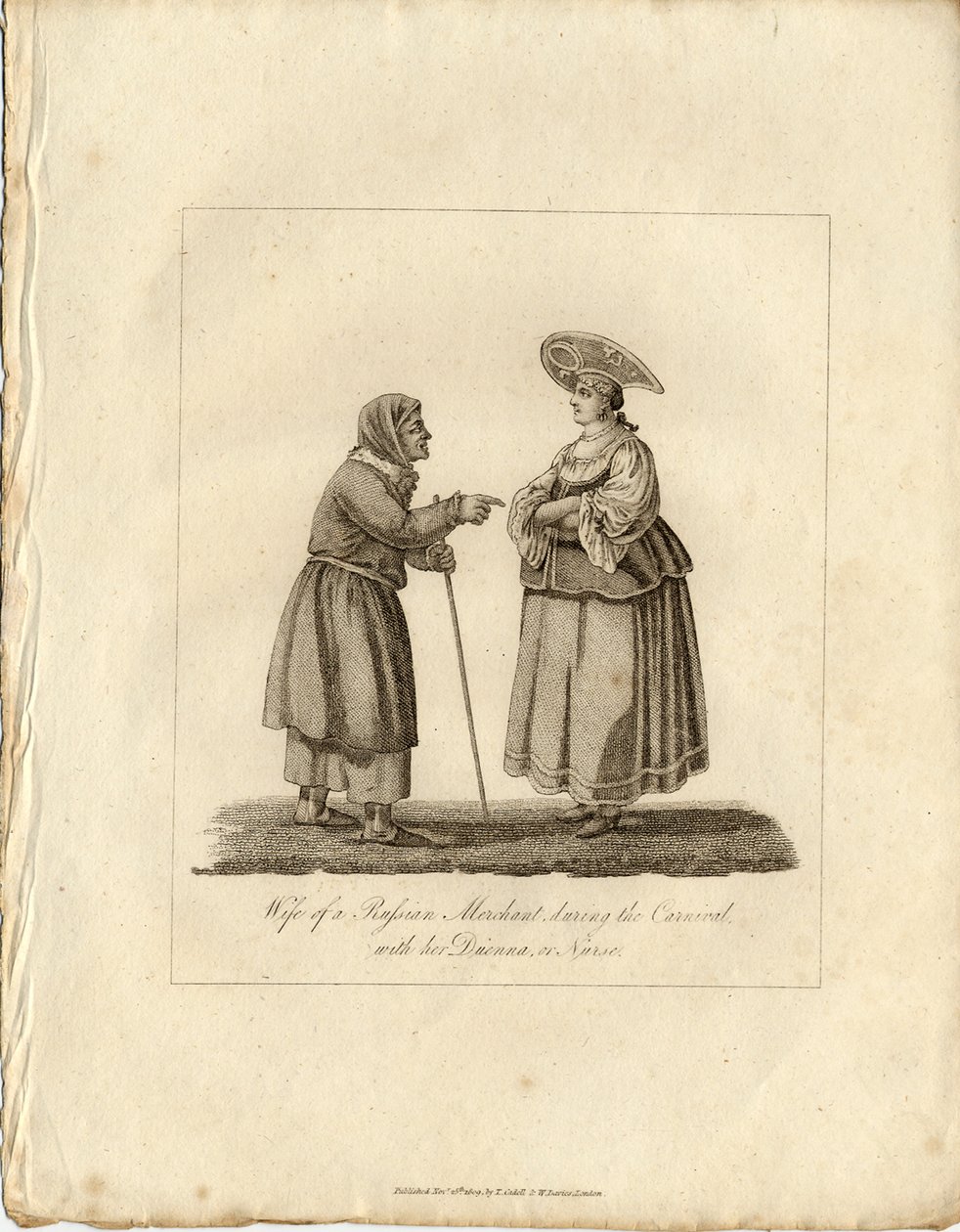 Żona kupca z pielęgniarką podczas Fasching, 1833 autorstwa Unbekannt