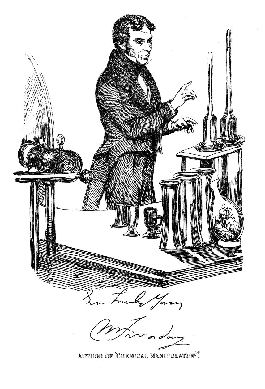 Michael Faraday wykłada w Royal Institution, Londyn, c1835 autorstwa Unbekannt