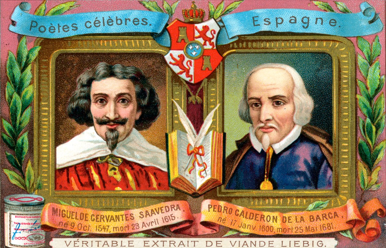 Miguel de Cervantes Saavedra i Pedro Calderon De La Barca, c1900 autorstwa Unbekannt