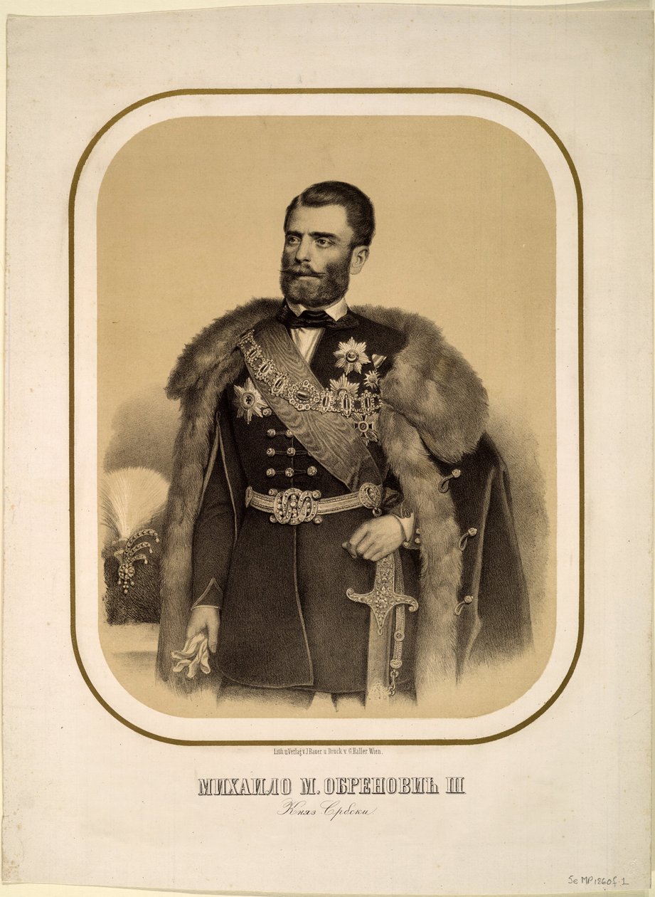 Mihailo Obrenovic III 1823-1868, książę Serbii, ok. 1860 autorstwa Unbekannt