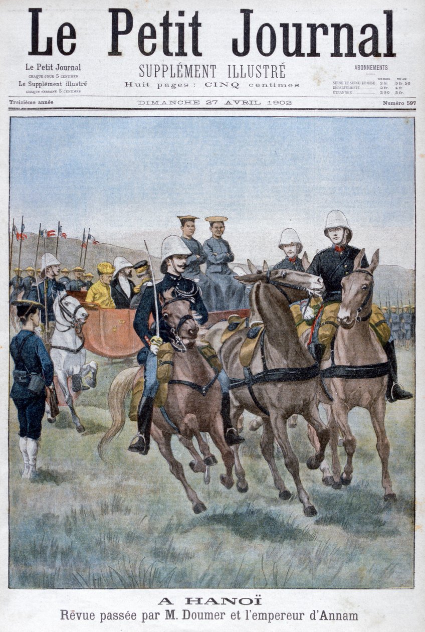 Recenzja wojskowa Paula Doumera i cesarza Annam, Hanoi, Indochiny, 1902 autorstwa Unbekannt