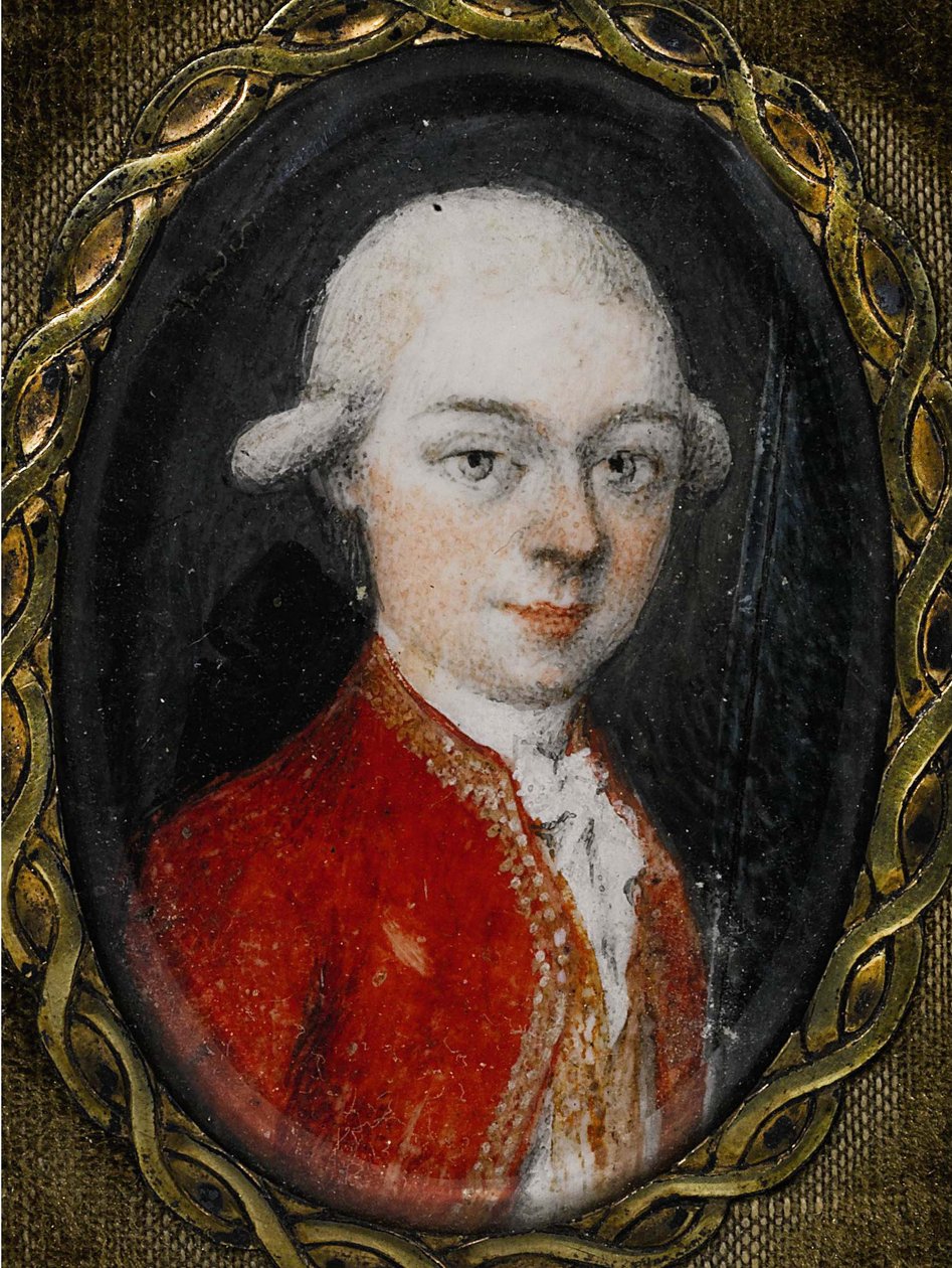 Miniaturowy portret Wolfganga Amadeusza Mozarta 1756-1791, 1777 autorstwa Unbekannt