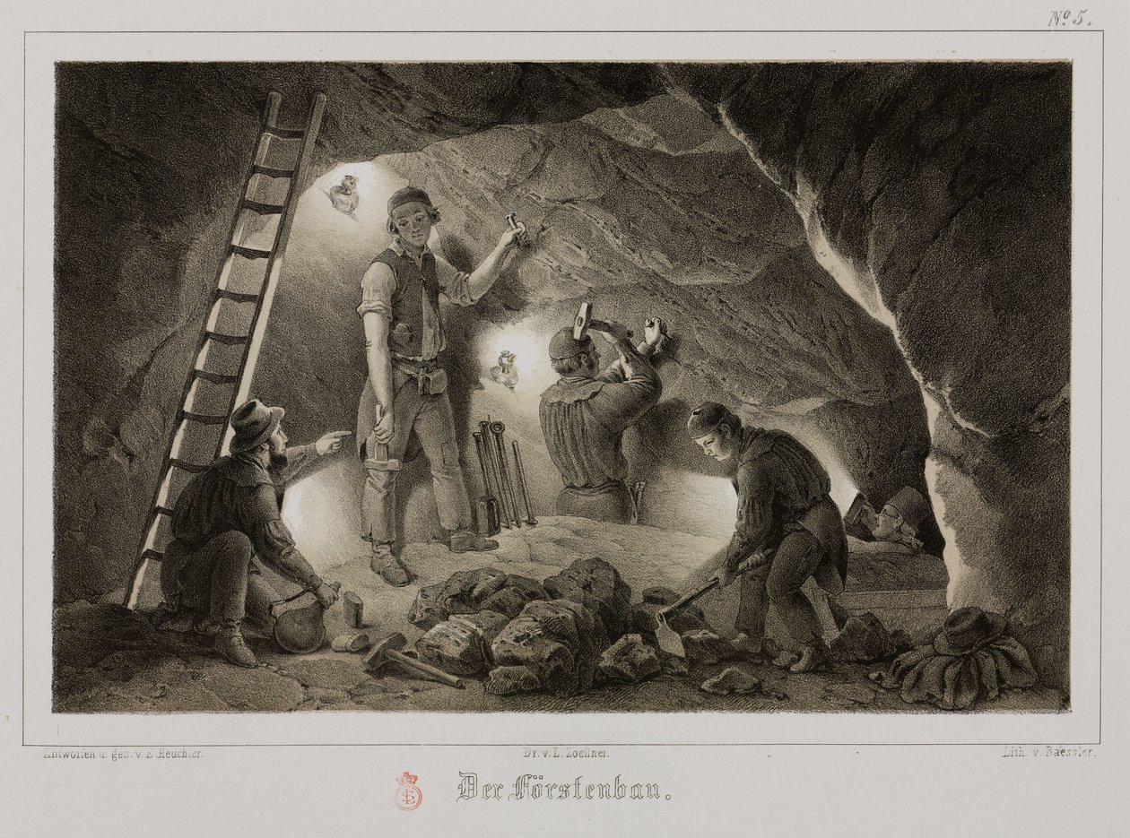 Górnictwo, górnicy rud metali, Niemcy, ok. 1851 autorstwa Unbekannt