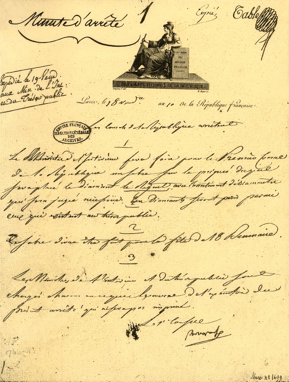 Rozkaz ministerialny dotyczący... szabli dla Pierwszego Konsula, 10 października 1801, 1921. autorstwa Unbekannt