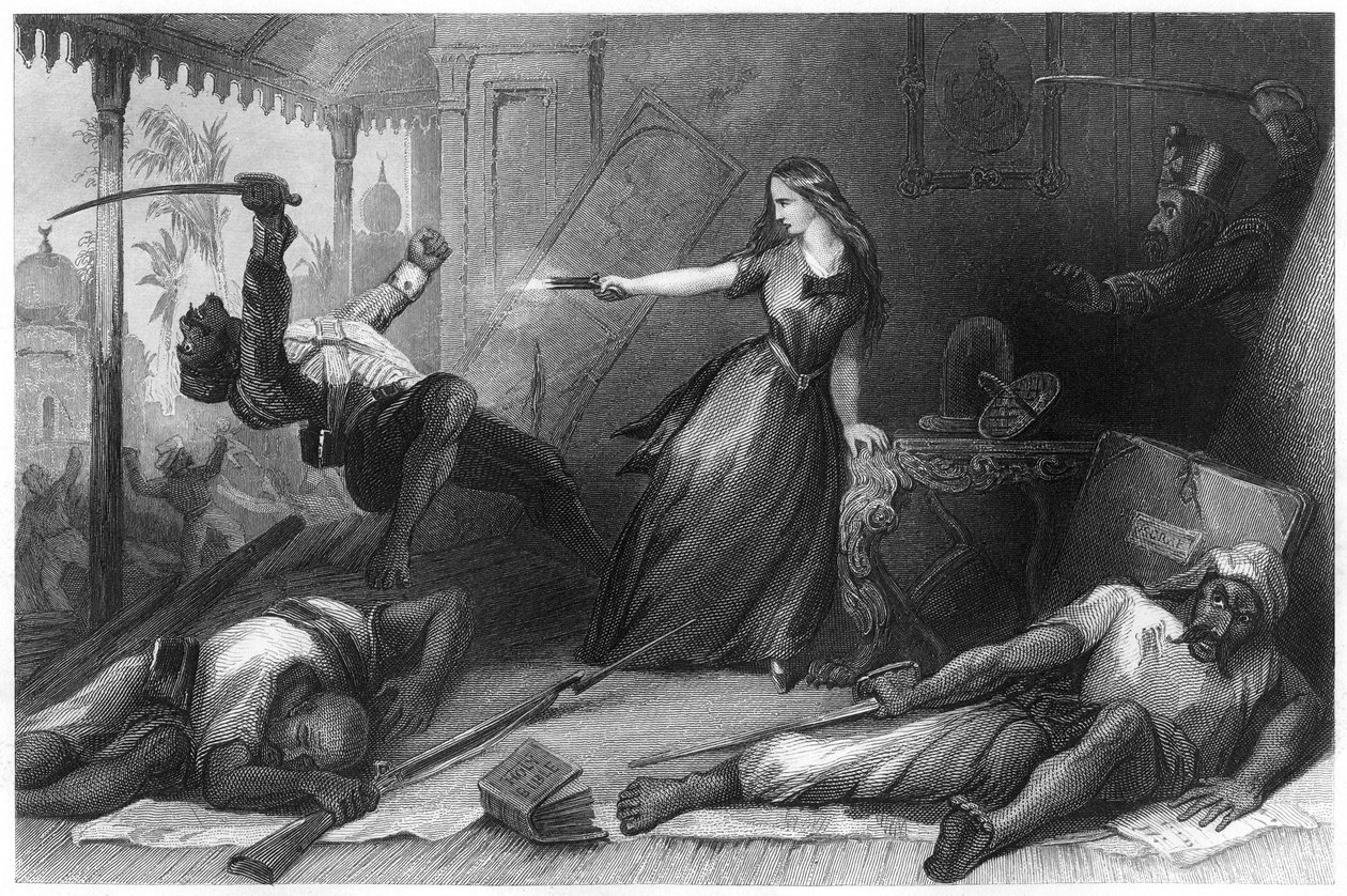 Miss Wheeler broniąca się przed Sipojami w Cawnpore, 1857, c1860 autorstwa Unbekannt