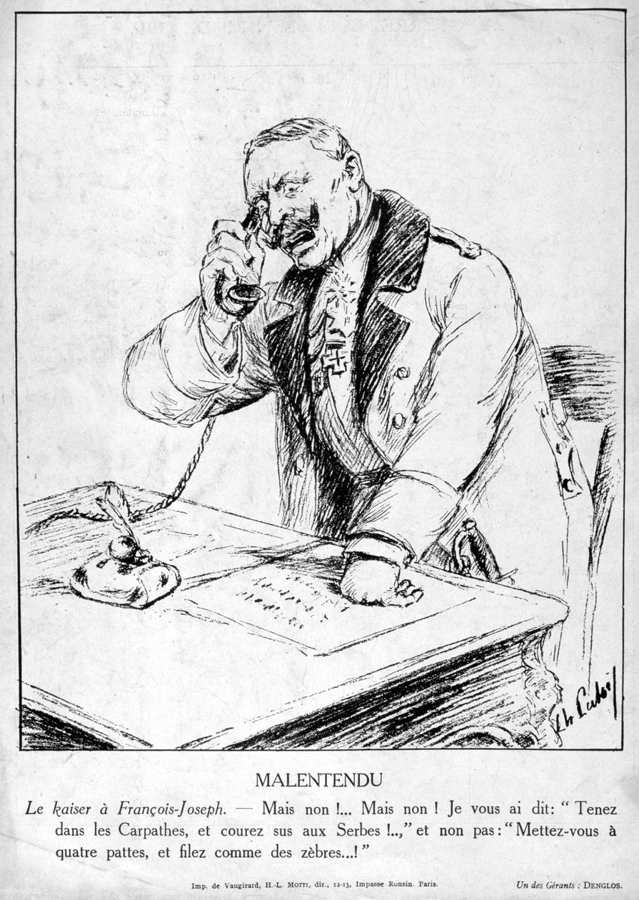 Nieporozumienie, karykatury Guillaume II z Niemiec, 1915 autorstwa Unbekannt