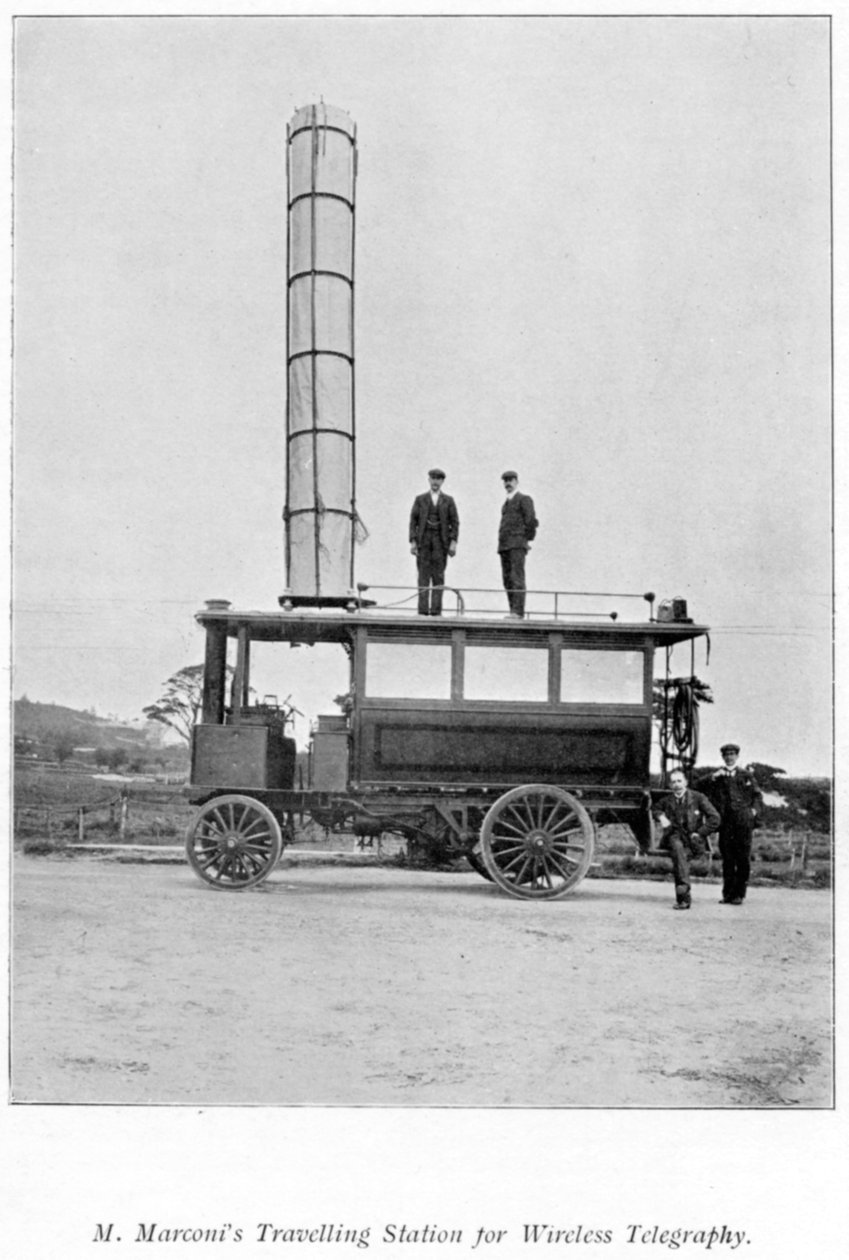 Mobilna stacja radiowa używana przez Marconiego, 1900 autorstwa Unbekannt