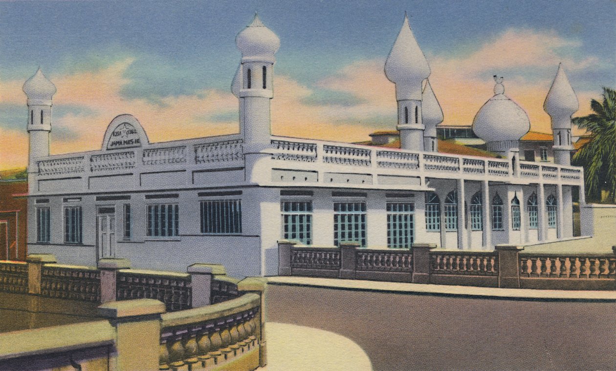 Meczet Mahometa, Port of Spain, Trynidad, B.W.I., ok. 1940 r. autorstwa Unbekannt