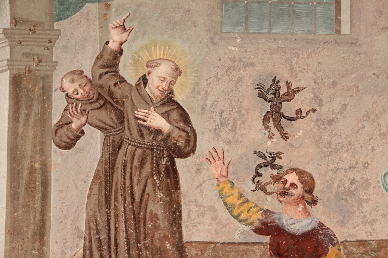 Klasztor Saorge XVIII-wieczny fresk przedstawiający życie św. Franciszka z Asyżu, Saorge, Francja autorstwa Unbekannt