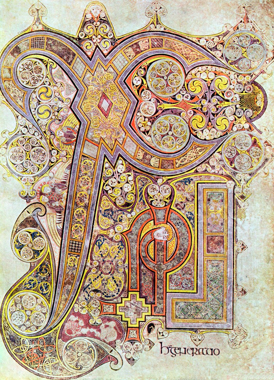Strona z monogramem z Księgi z Kells Christi Autem Generatio, c800 autorstwa Unbekannt