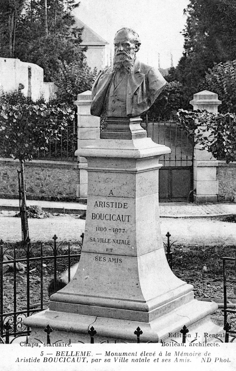 Pomnik Aristide Boucicaut przed jego domem w jego rodzinnym mieście Bellême we Francji (lito) autorstwa Unbekannt