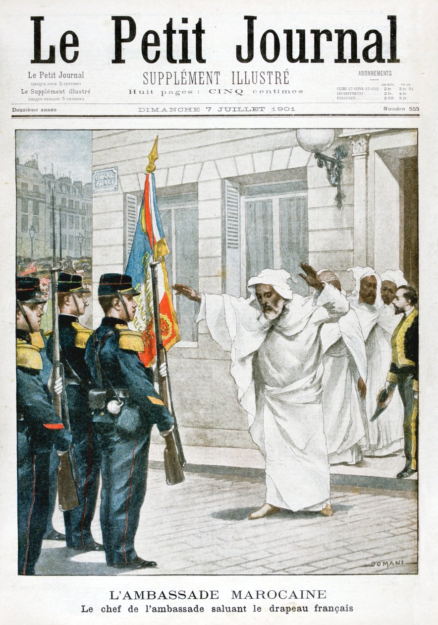 Ambasada Maroka, główny ambasador pozdrawiający francuską flagę, 1901 autorstwa Unbekannt