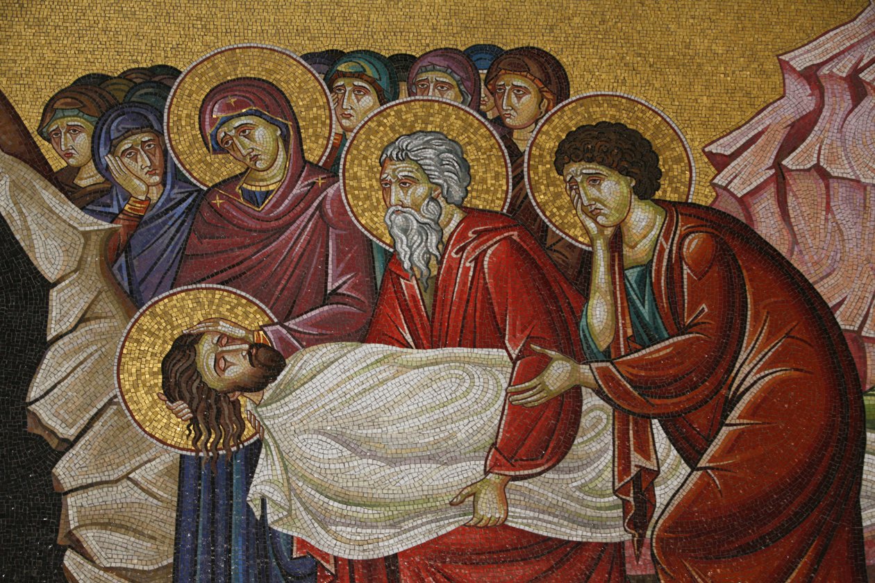 Mozaika śmierci Chrystusa w Bazylice Grobu Świętego, Jerozolima, Izrael autorstwa Unbekannt