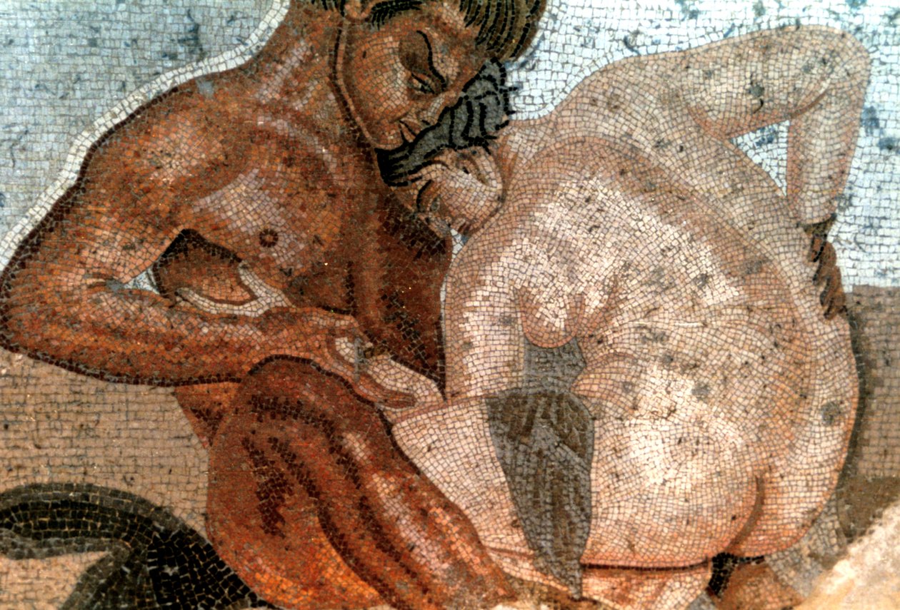 Mozaika satyra i nimfy, Dom Fauna, Pompeje, Włochy autorstwa Unbekannt