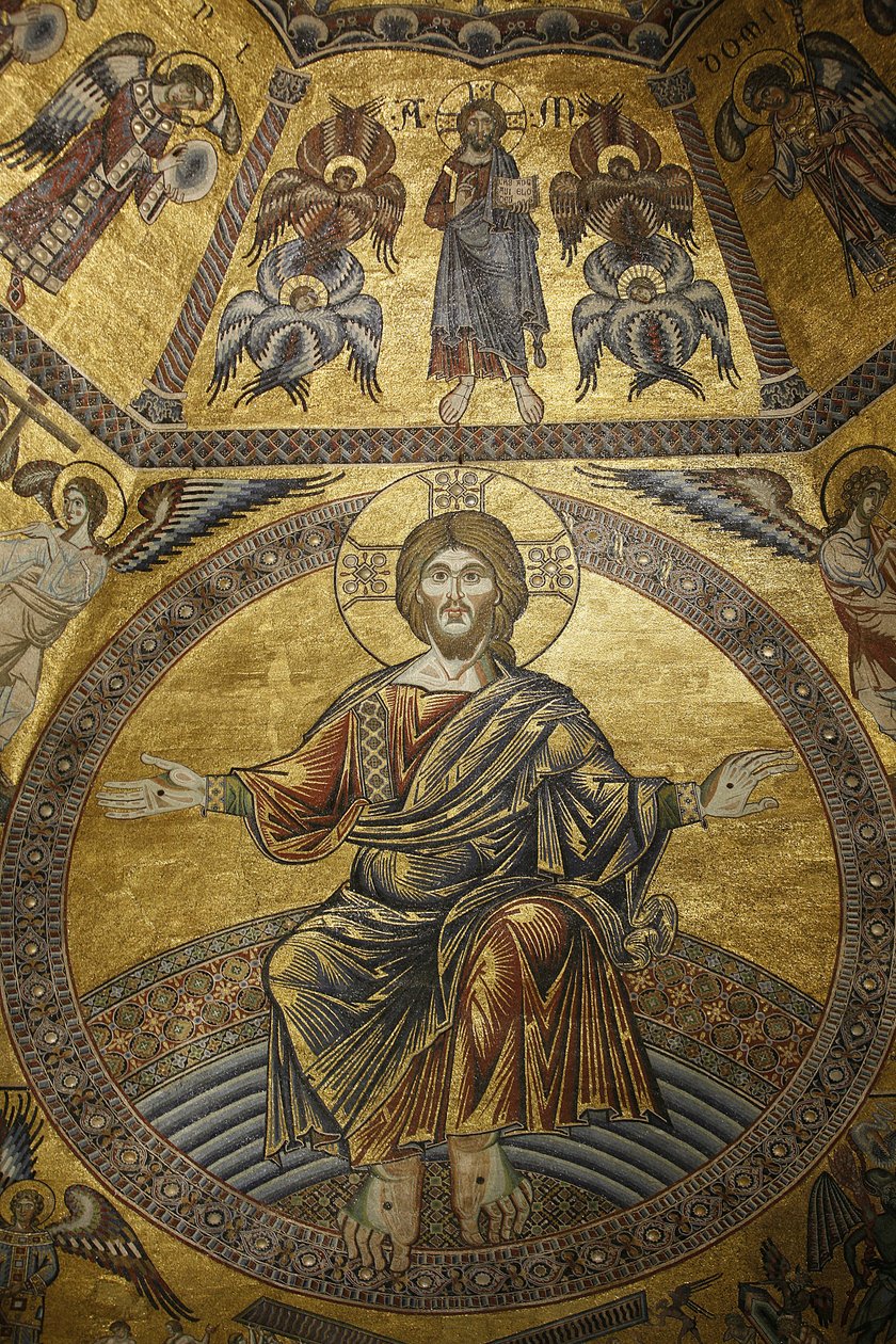 Mozaiki pokrywające baptysterium w duomo Firenze. Jezus Chrystus, Florencja, Włochy autorstwa Unbekannt