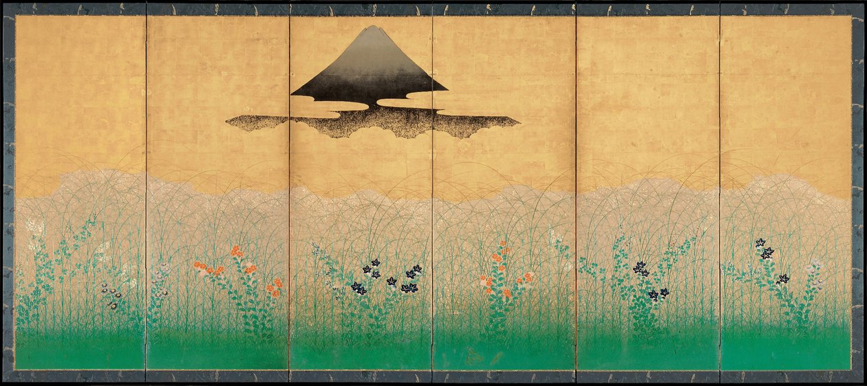 Góra Fuji i księżyc, ok. 1760 autorstwa Unbekannt