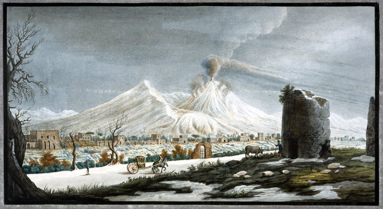 Erupcja Wezuwiusza, Królestwo Neapolu, zima 1767 autorstwa Unbekannt
