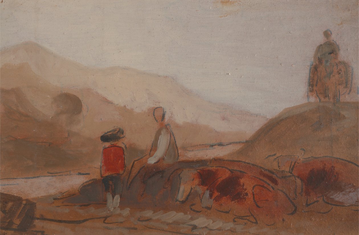 Krajobraz górski z postaciami nad jeziorem, 1825-1830. autorstwa Unbekannt