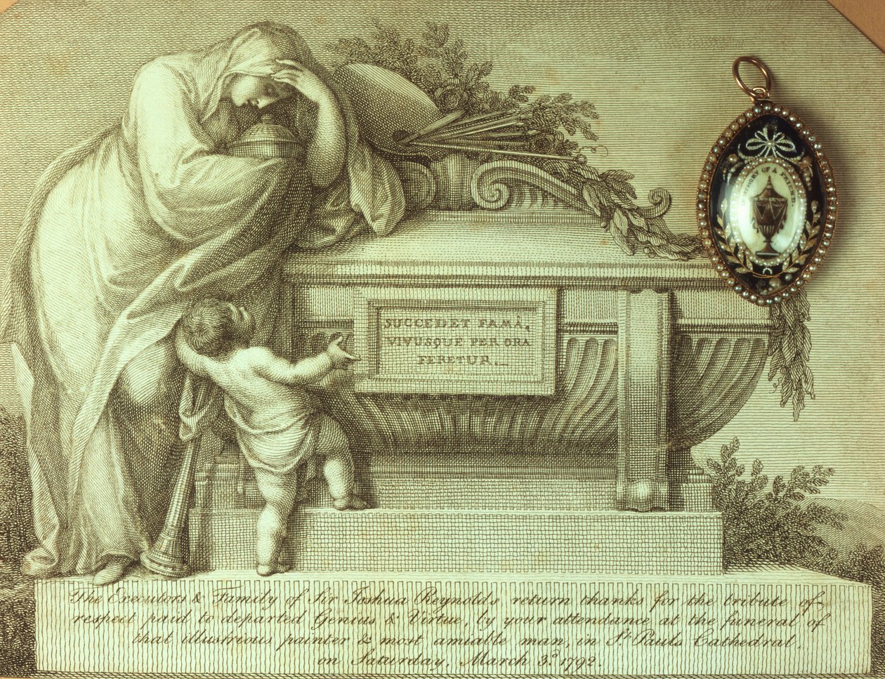 Karta żałobna i pamiątka Sir Joshua Reynolds, 1792 autorstwa Unbekannt