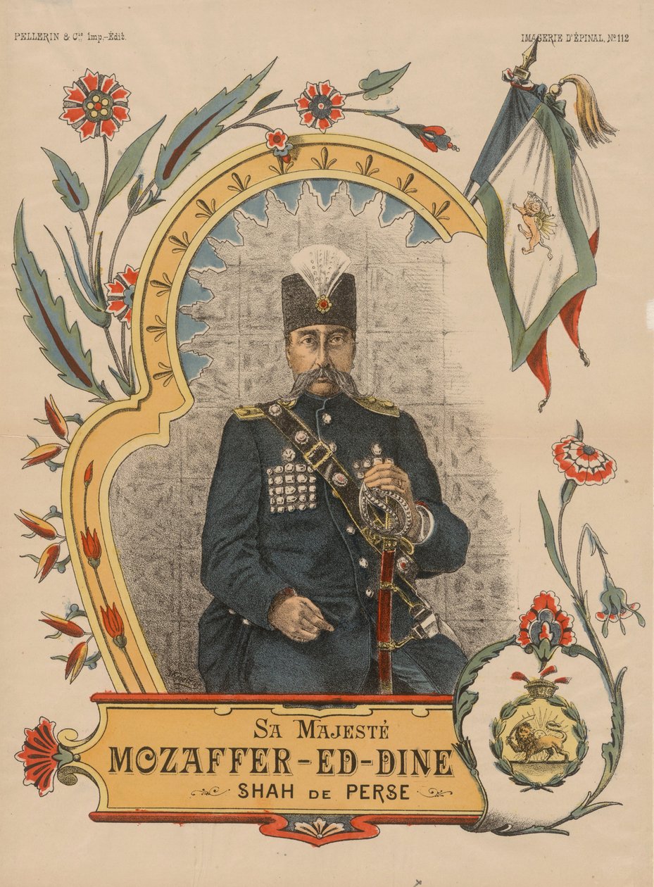 Muzaffar ad-din Shah Qajar 1853-1907, cesarz Persji, 1896 autorstwa Unbekannt