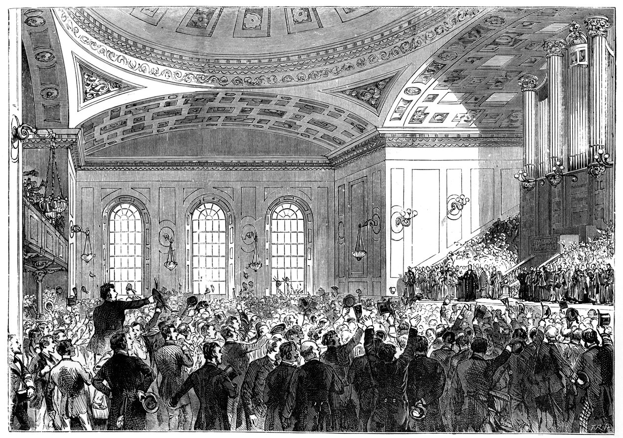 Pan Gladstone wygłaszający przemówienie jako Lord Rektor Uniwersytetu w Edynburgu, 1859-1865 autorstwa Unbekannt