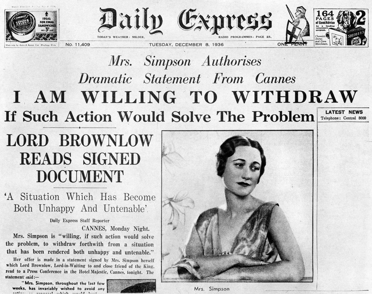 Pani Simpson proponuje wycofanie się, 8 grudnia 1936 autorstwa Unbekannt