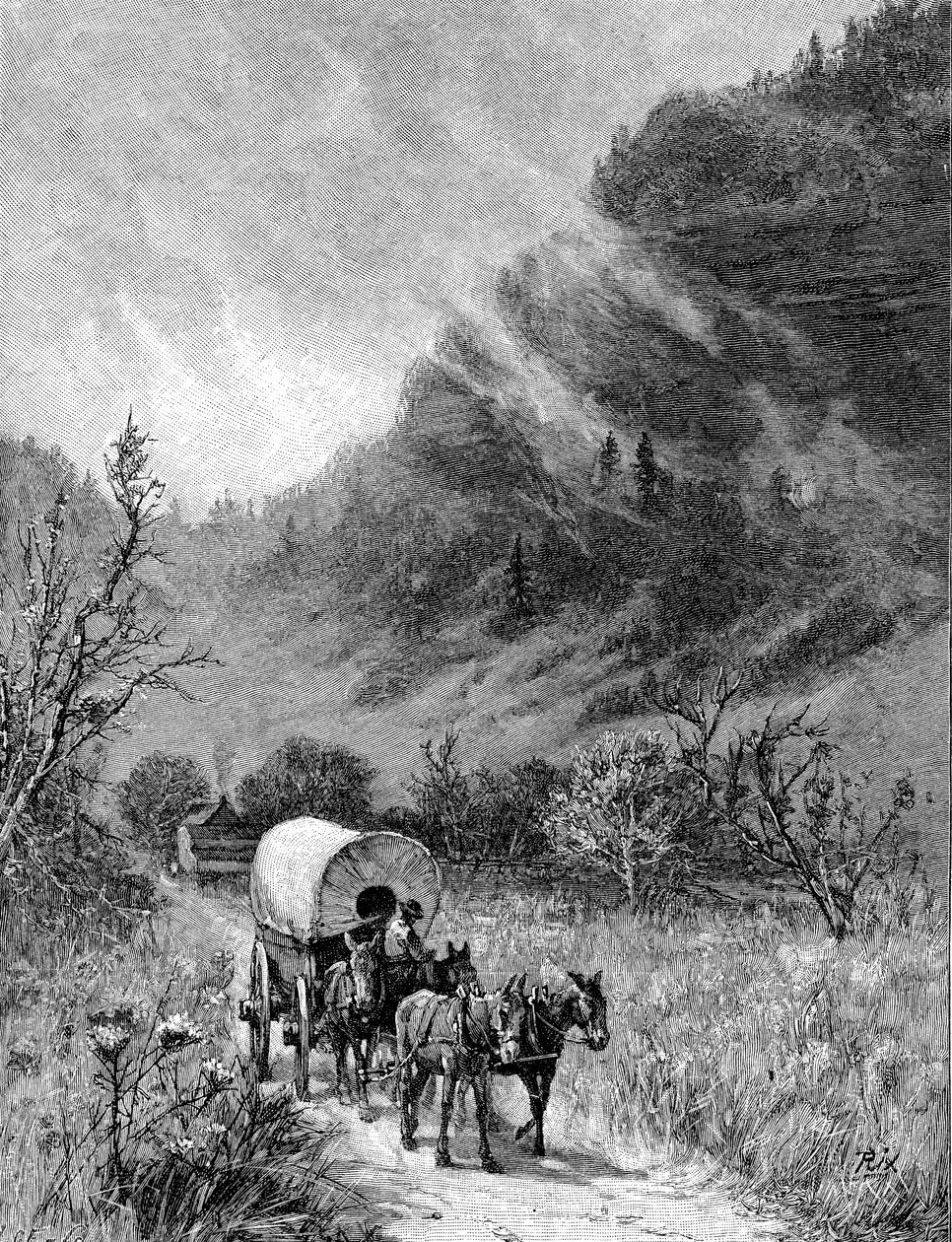 Wóz mułowy przejeżdżający przez Cumberland Gap, Kentucky autorstwa Unbekannt