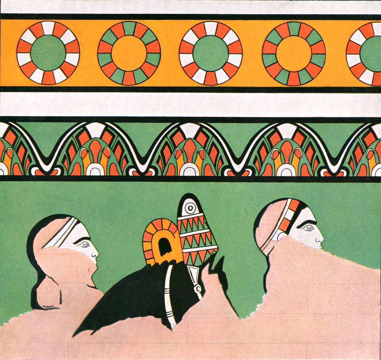 Malowidło ścienne z pałacu Dur-Sharrukin, Asyria, 1928. autorstwa Unbekannt