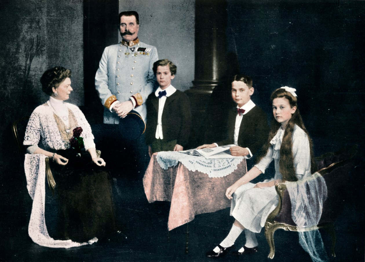 Zamordowany arcyksiążę Franciszek Ferdynand z żoną i dziećmi, ok. 1910 autorstwa Unbekannt