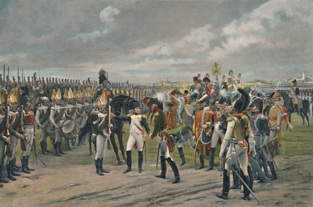 Napoleon dekorujący rosyjskiego grenadiera w Tilsitt, 1807, 1896 autorstwa Unbekannt