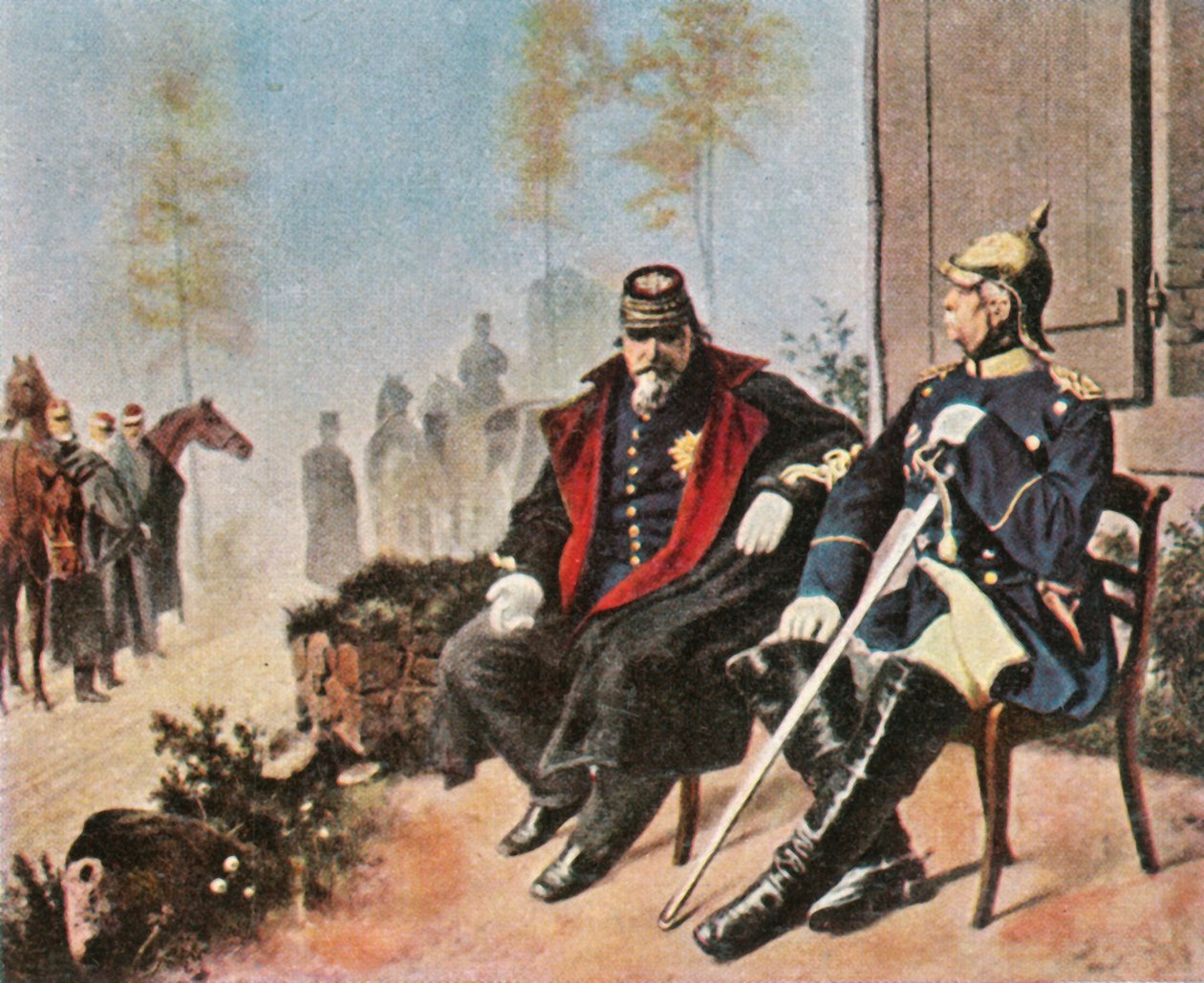 Napoleon III i Bismarck w chacie tkaczy w Donchery, 2 września 1870, 1936. autorstwa Unbekannt